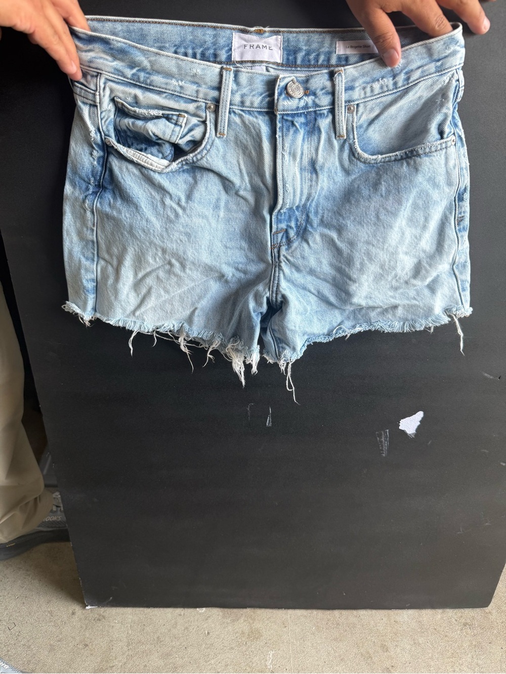 Frame Denim Pale Blue Distressed Cutoff Shorts